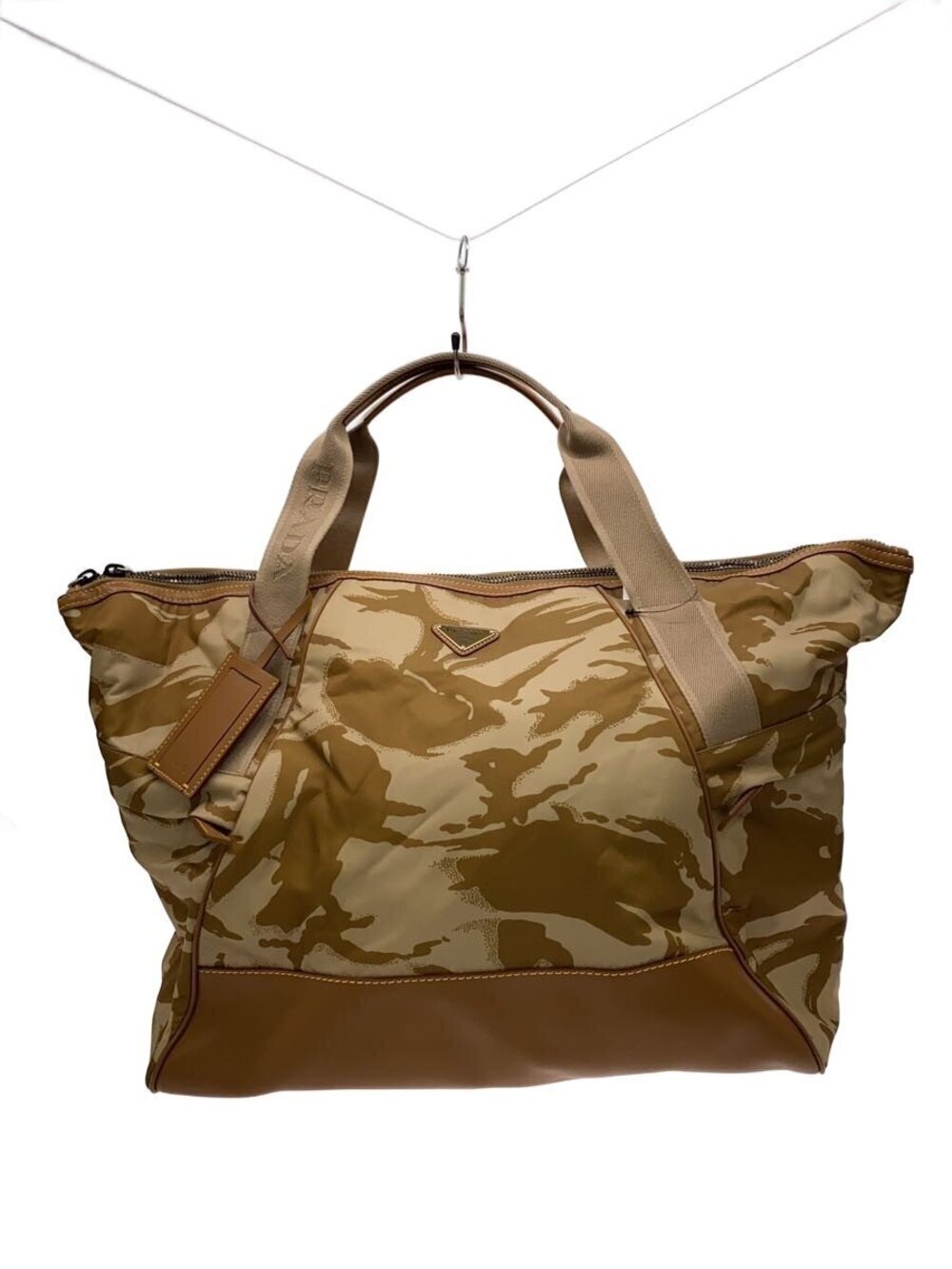 Prada Bag Beige Cream Camouflage Re Duffle Leather